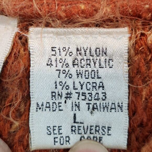 Twiggy Y2K Terra Cotta Wool Blend Felted Knit Mock Neck Sweater Women's L - Picture 3 of 7